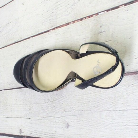 Joey Blue Leather Slip On High Heel Ankle Strap Sandals Size 7 M - Picture 7 of 9